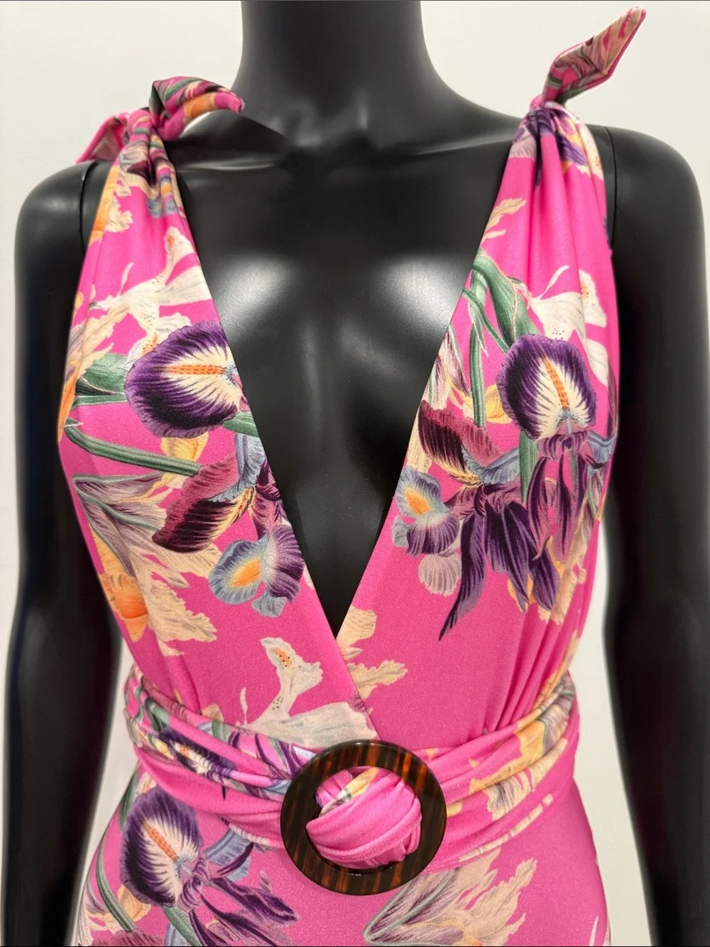 PatBO Iris Print Swimsuit & Matching Kimono Set Pink Resort Beachwear S NWT